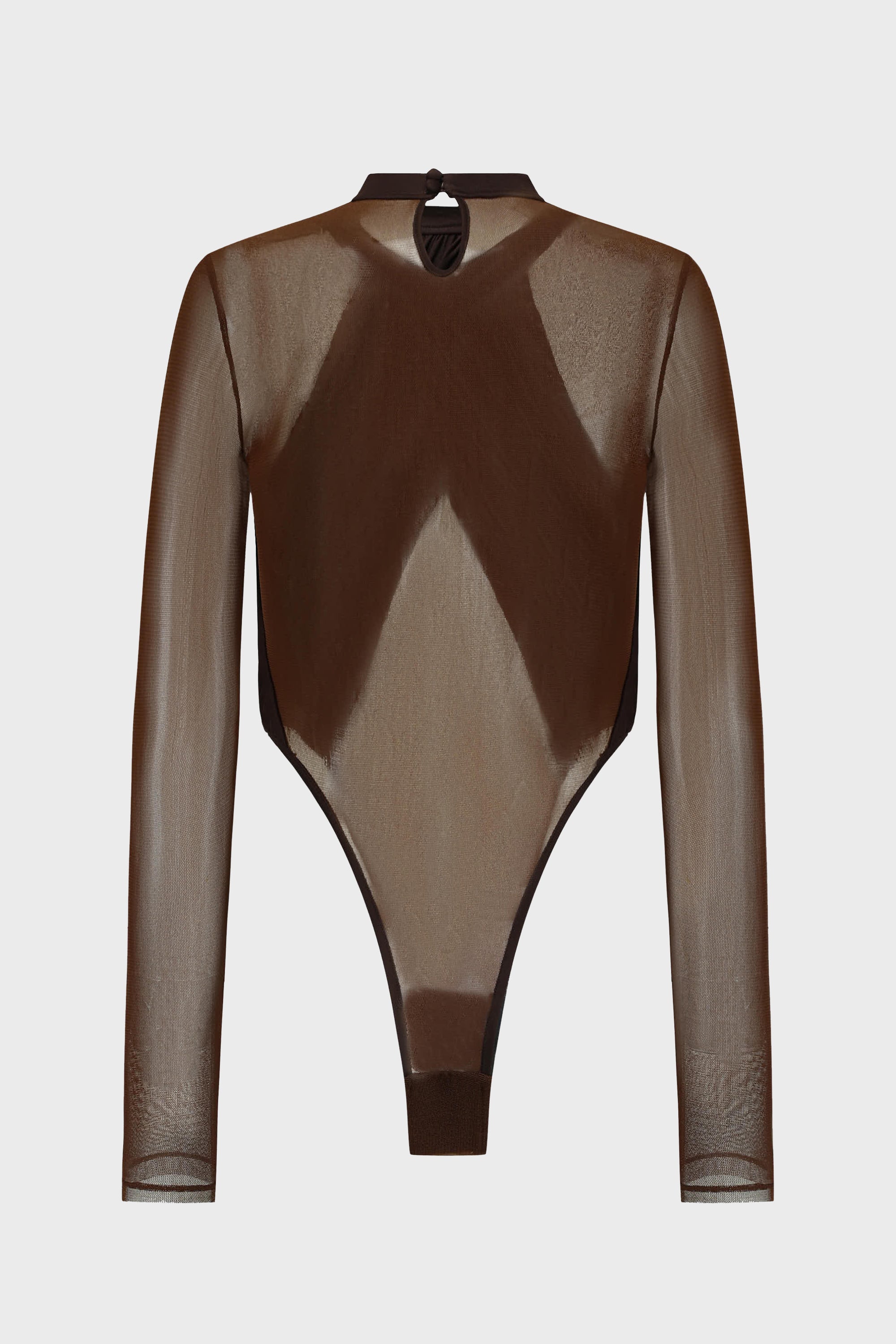PANELED MESH BODYSUIT COFFEE