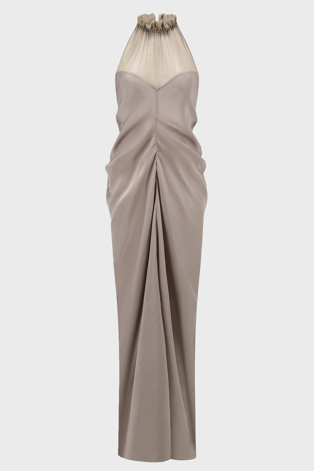 PANELED SILK DRAPED DRESS GREY