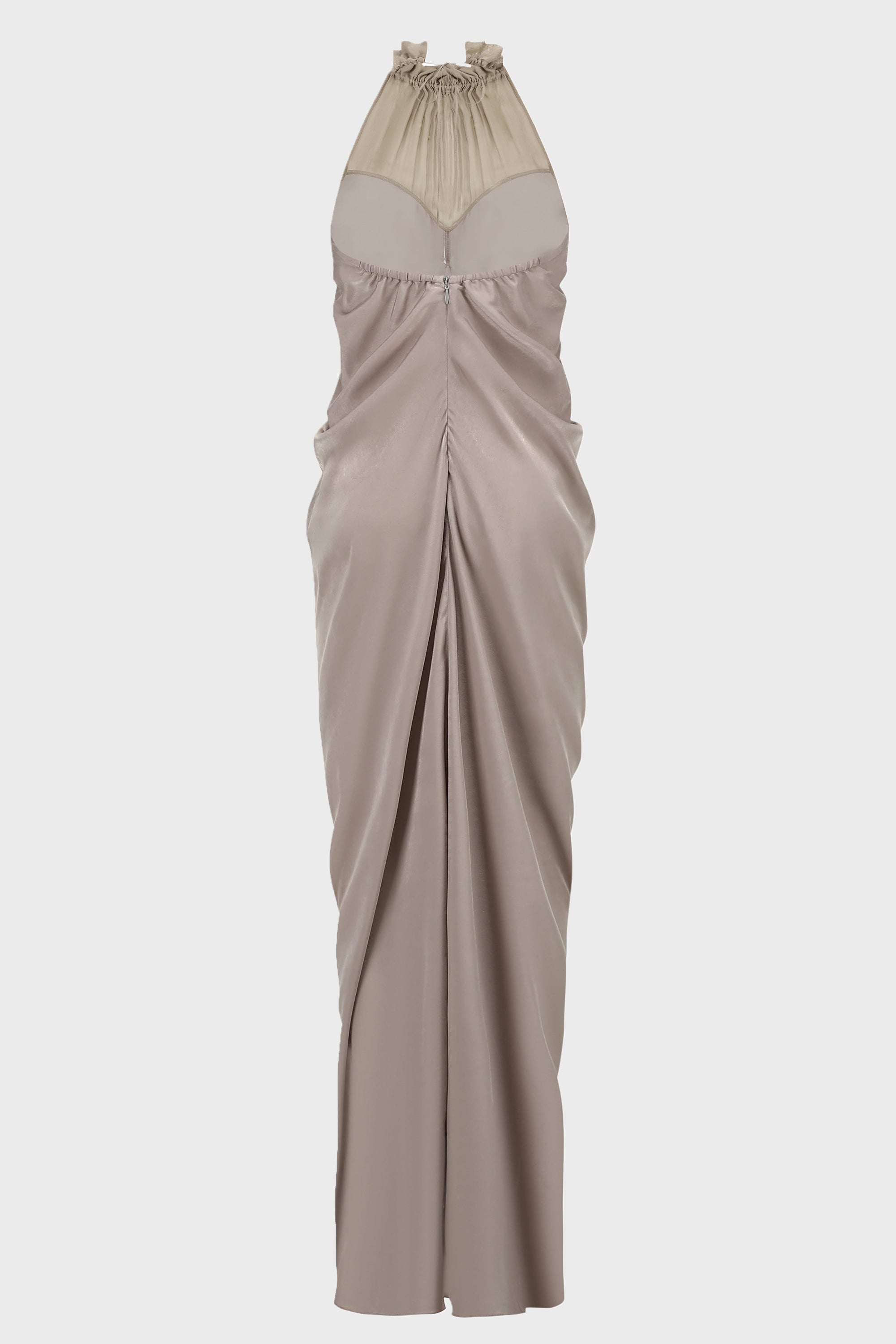 PANELED SILK DRAPED DRESS GREY