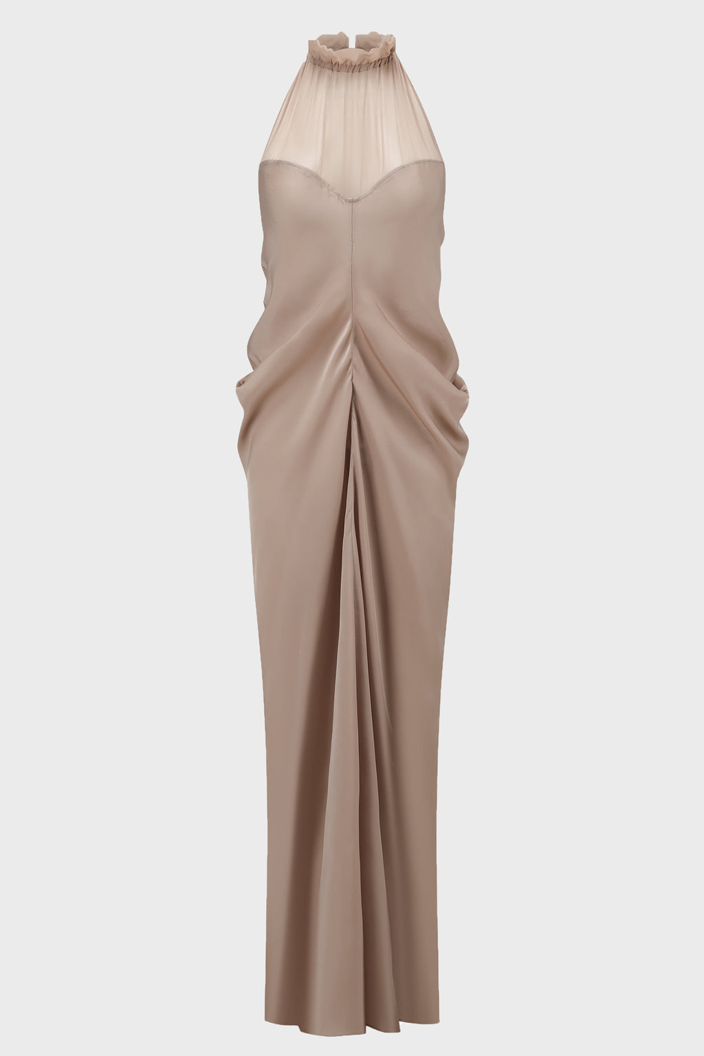 PANELED SILK DRAPED DRESS PINK MIST