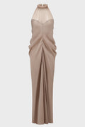 PANELED SILK DRAPED DRESS PINK MIST