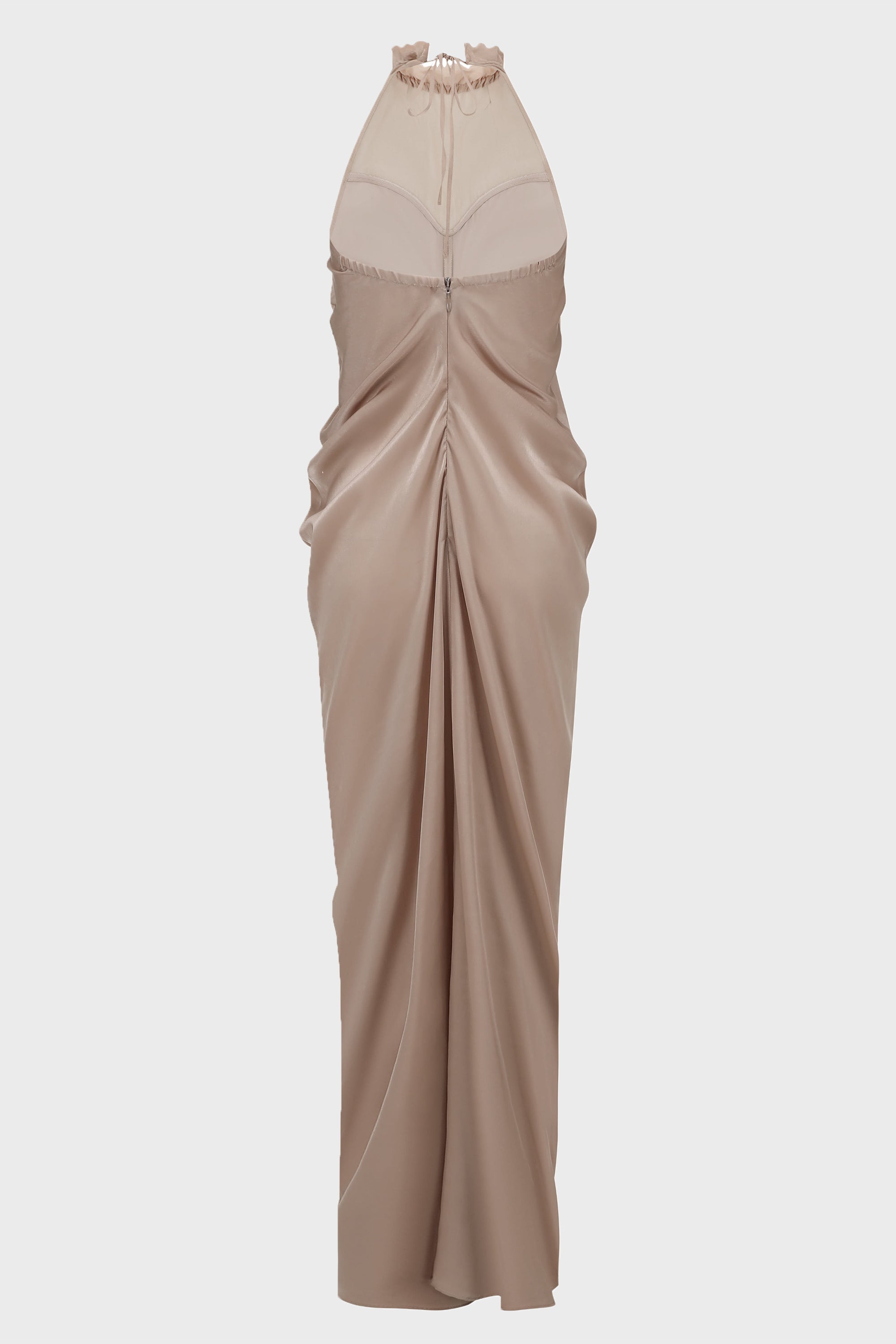 PANELED SILK DRAPED DRESS PINK MIST