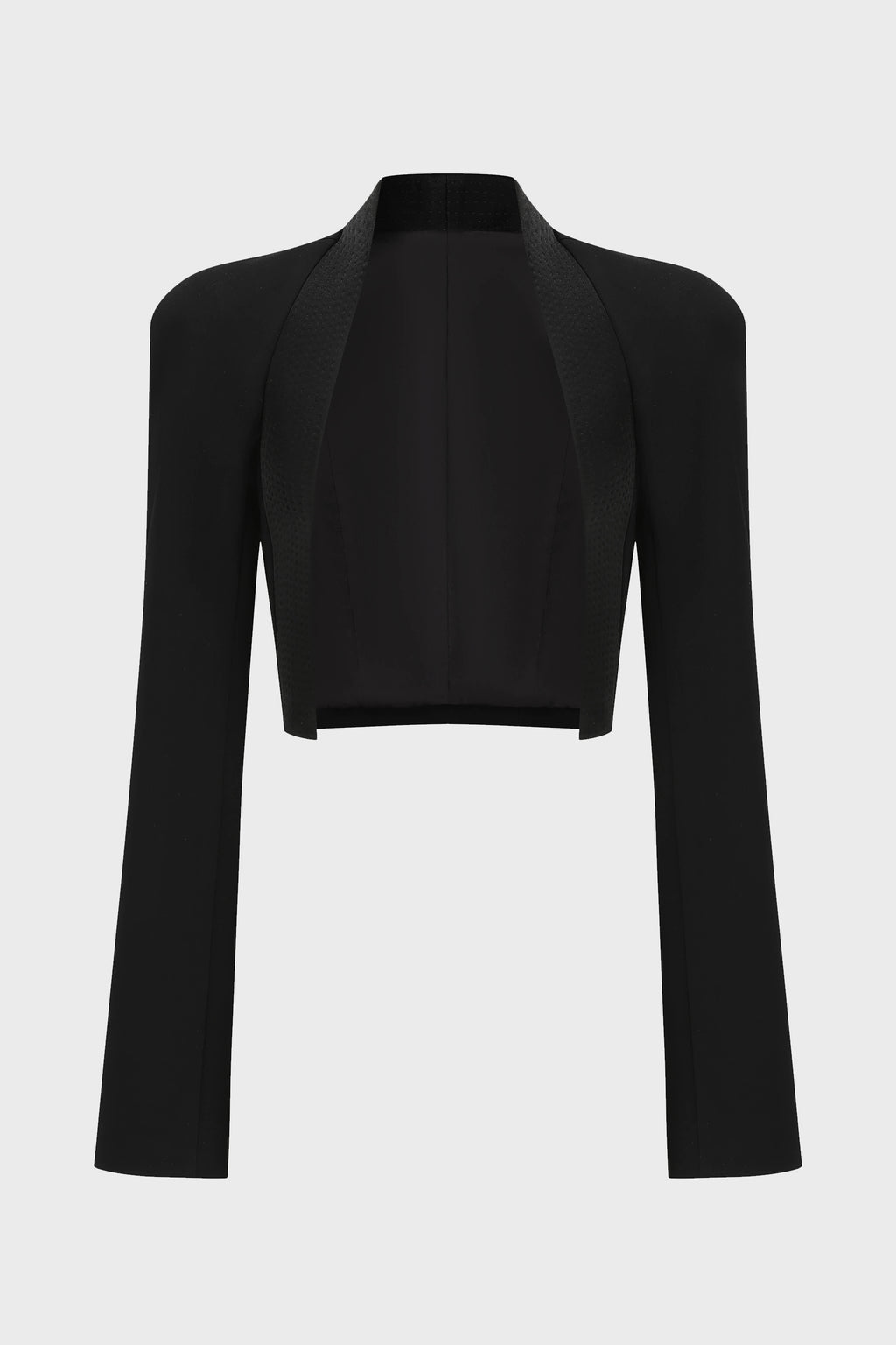 TAILORED ROUND-SHOULDER CROPPED BLAZER BLACK