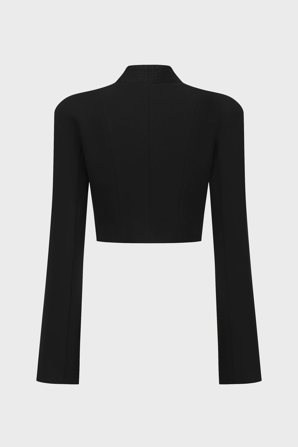 TAILORED ROUND-SHOULDER CROPPED BLAZER BLACK