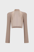 TAILORED ROUND-SHOULDER CROPPED BLAZER PINK MIST