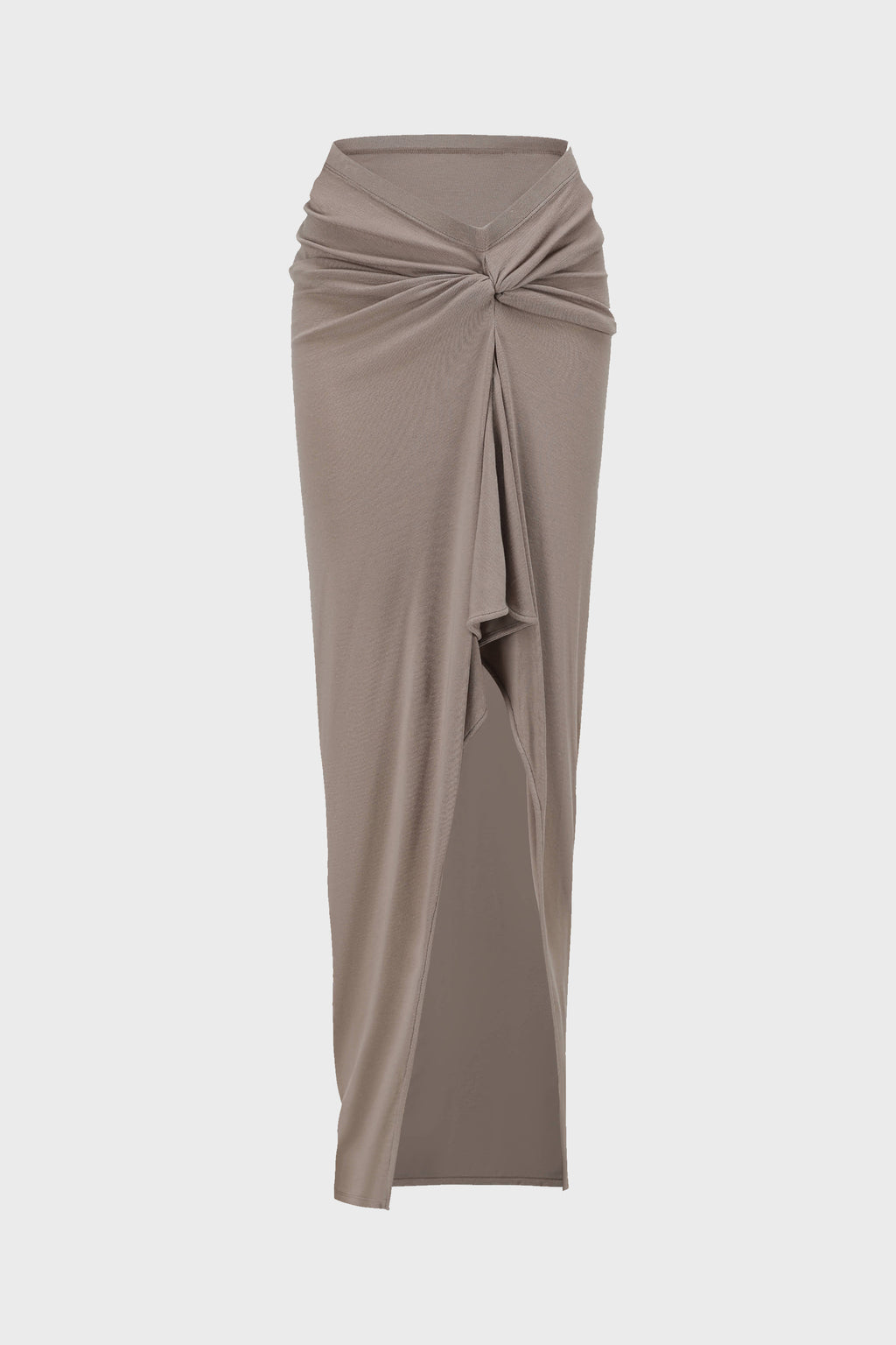 ASYMMETRIC TWIST-KNOTTED SKIRT MINERAL GREY