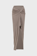 ASYMMETRIC TWIST-KNOTTED SKIRT MINERAL GREY