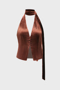 VELVET VEST BRICK RED