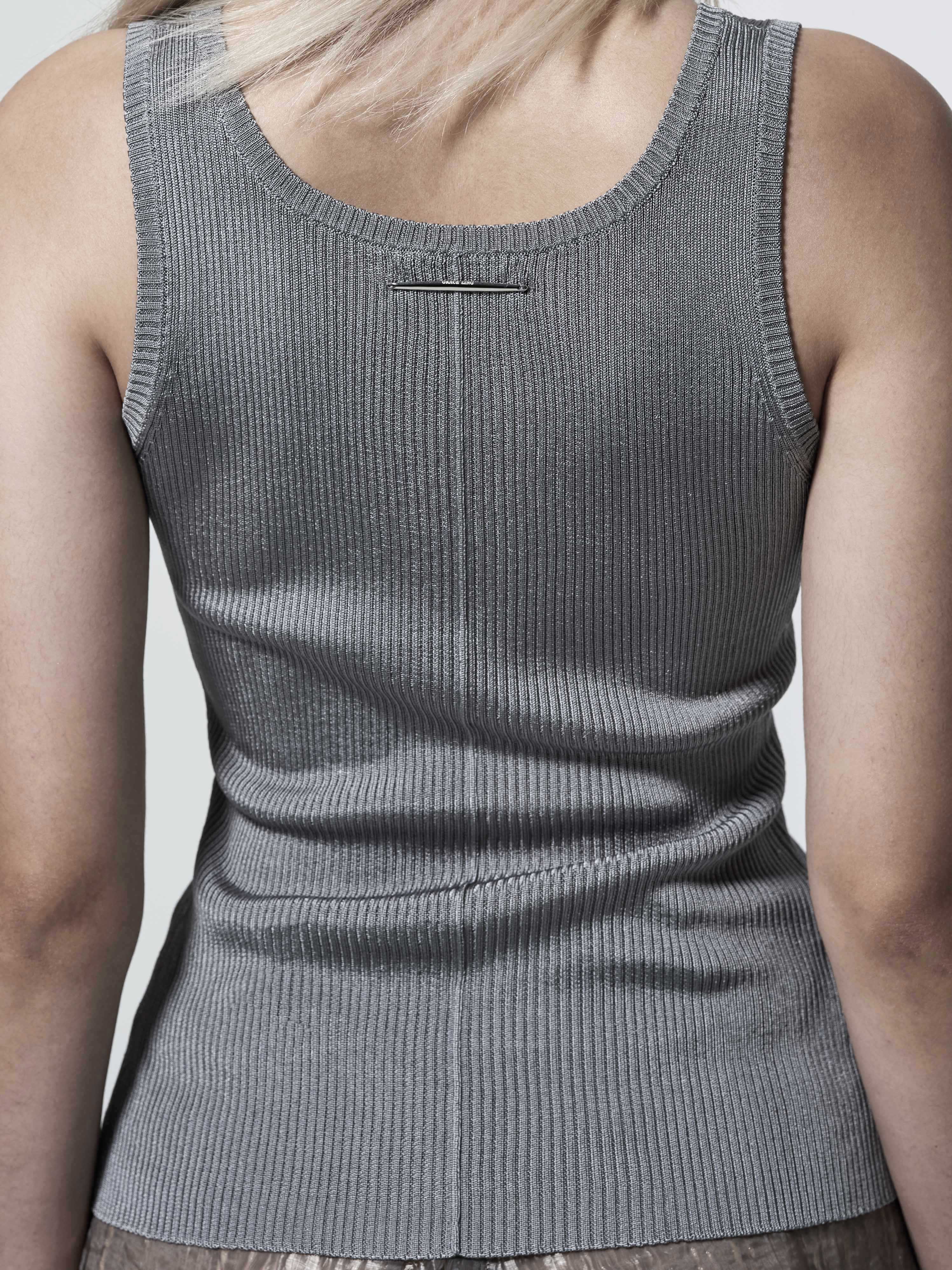 RIBBED-KNIT COLUMN TANK TOP STEEL
