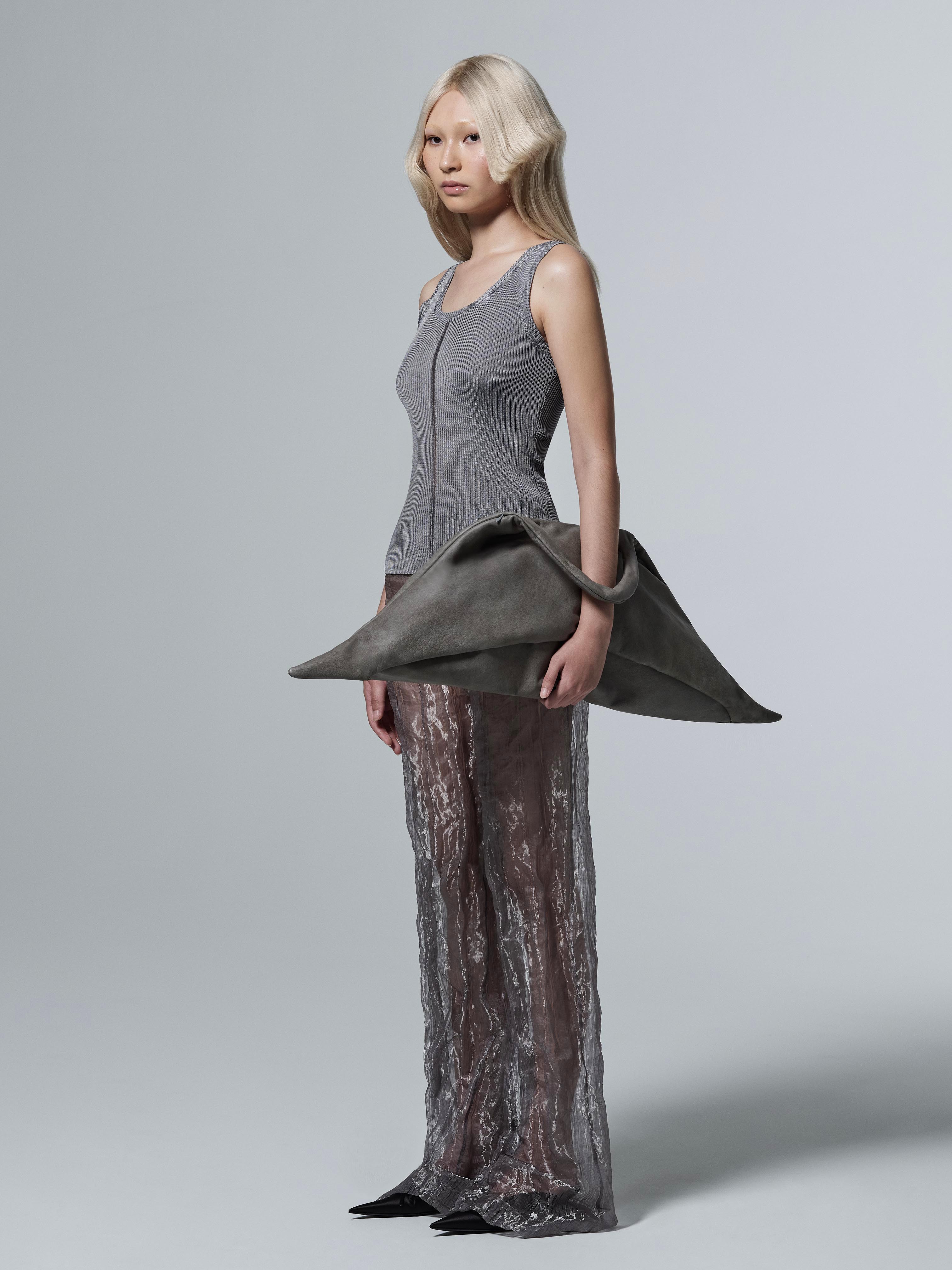 RIBBED-KNIT COLUMN TANK TOP STEEL