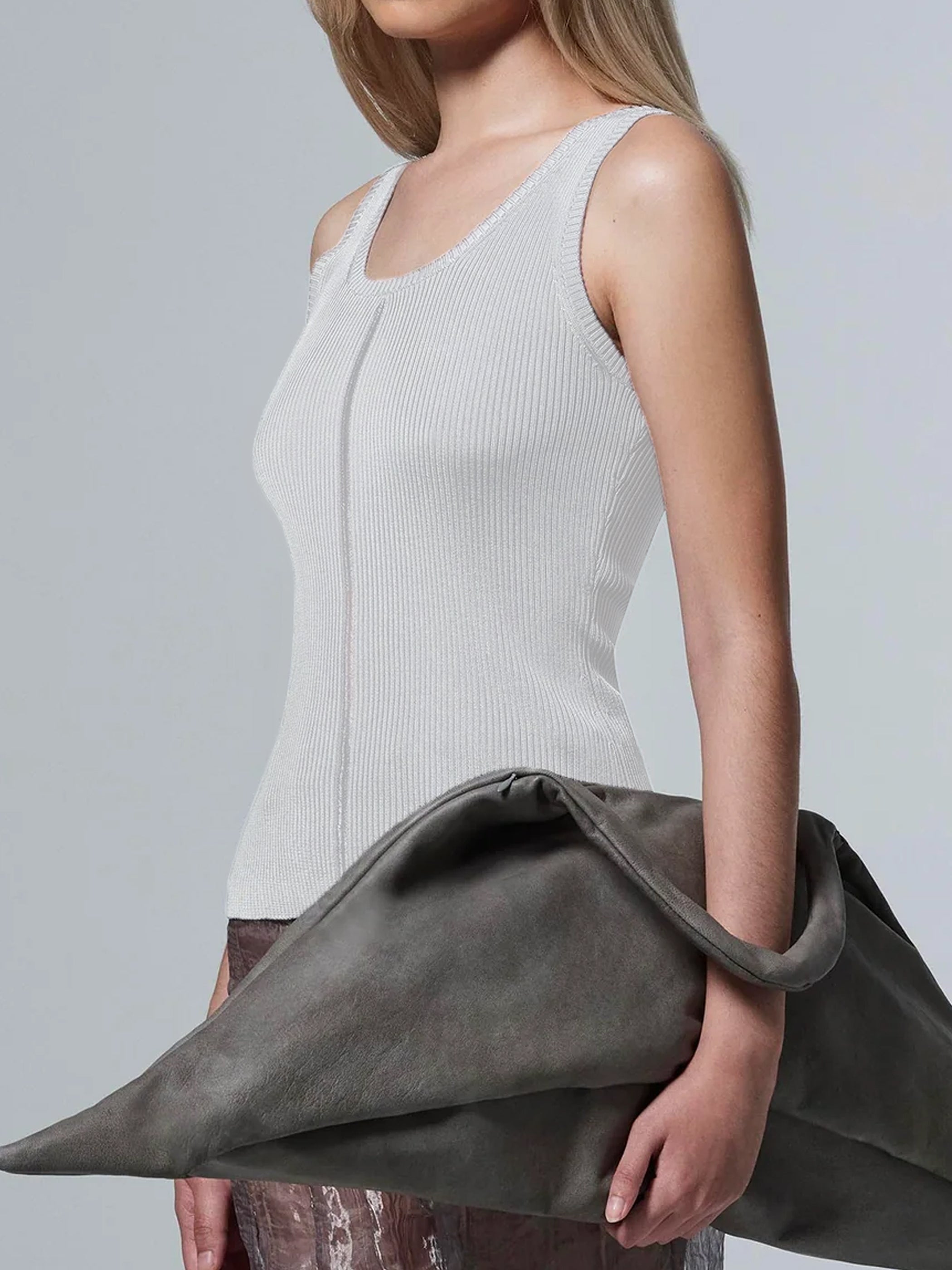 RIBBED-KNIT COLUMN TANK TOP IVORY