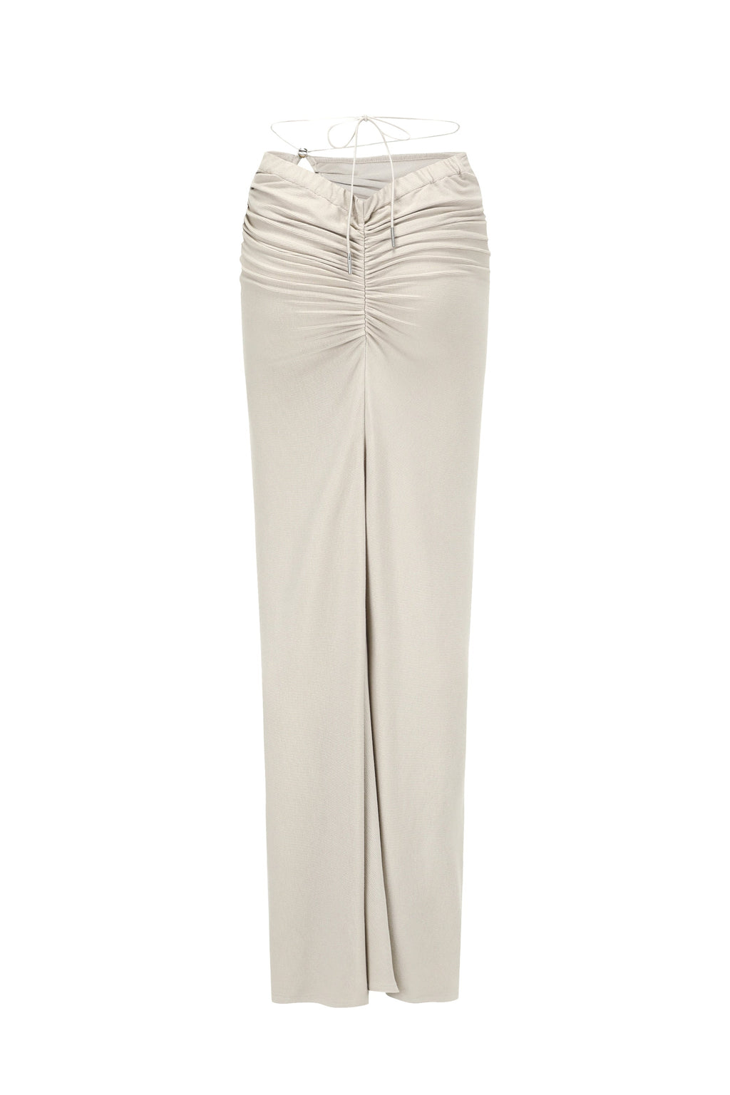 CINCHED TIE-FASTING JERSEY SKIRT GRIEGE