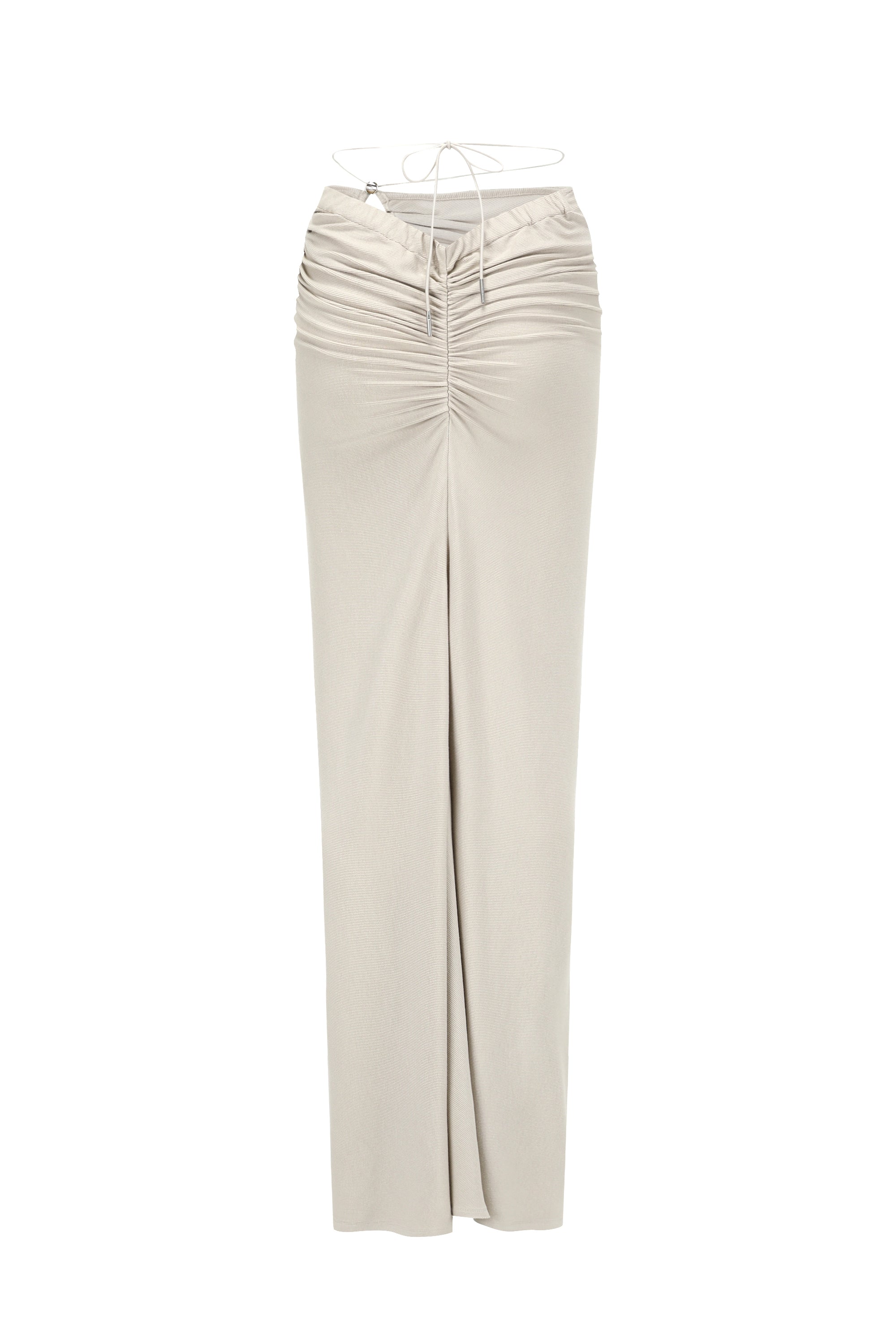 CINCHED TIE-FASTING JERSEY SKIRT GRIEGE