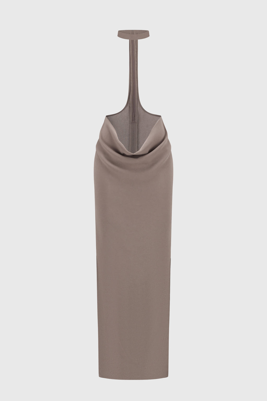 HALTERNECK DRAPED SKIRT MIST GREY