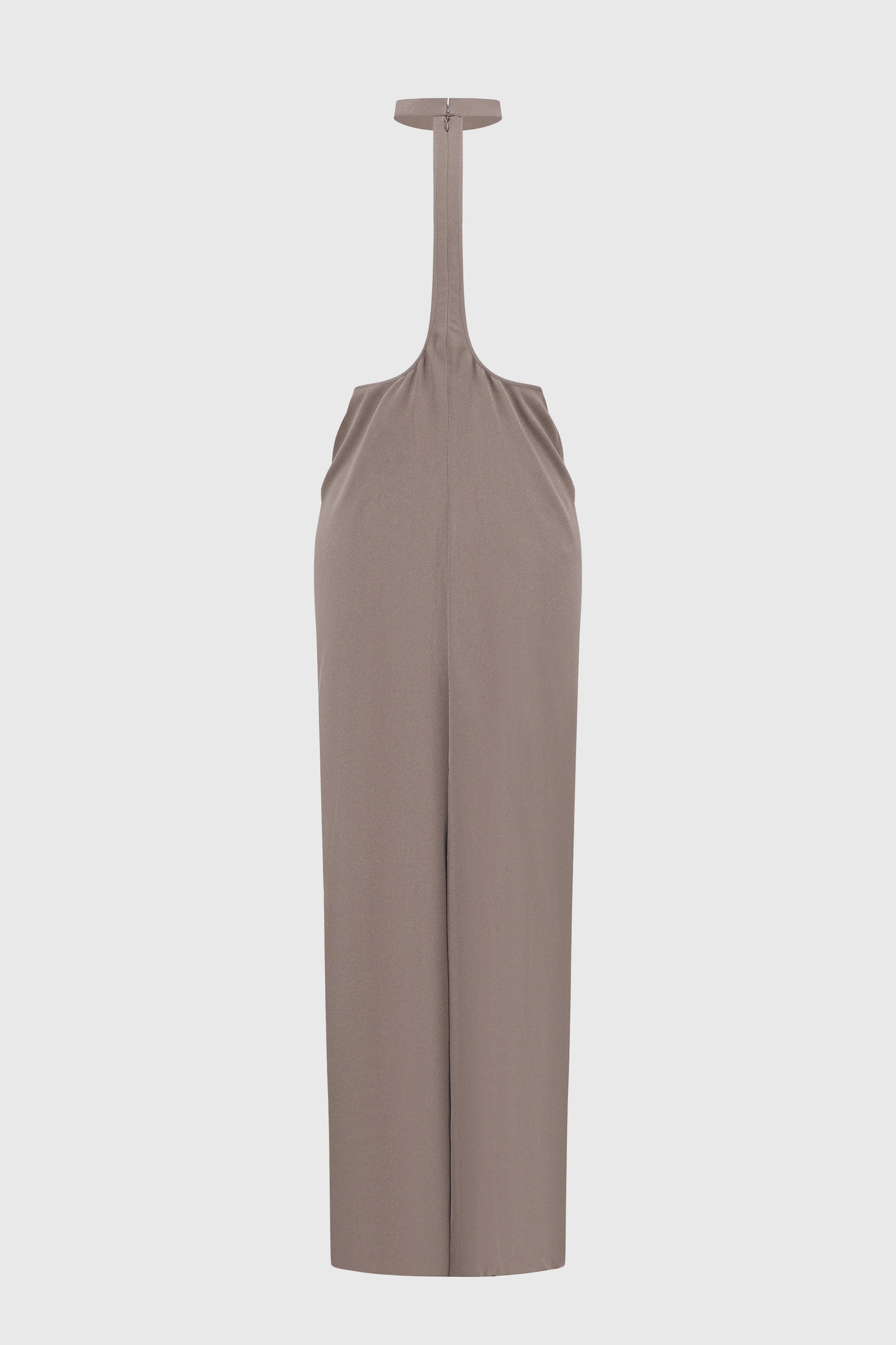 HALTERNECK DRAPED SKIRT MIST GREY