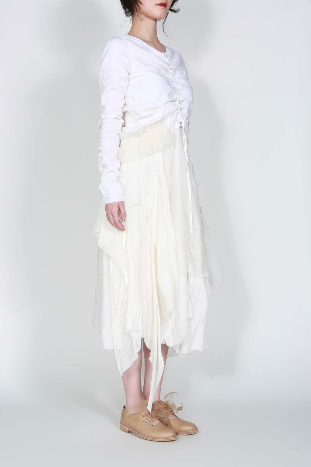 OFF WHITE SOPWITH LAYERED ORGANZA STRETCH DRESS