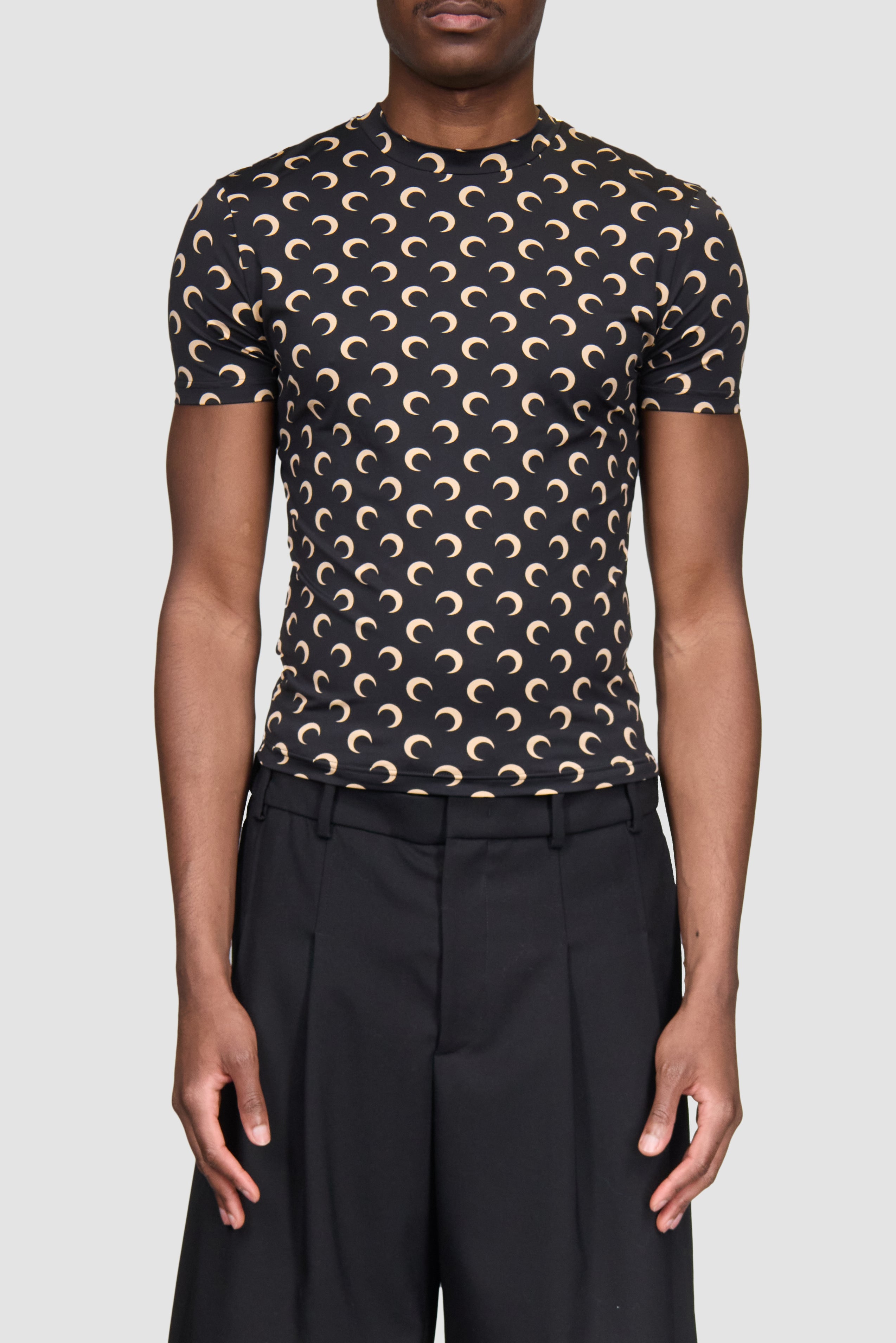 MOON PRINTED JERSEY SS CREWNECK TOP INVERSE TAN