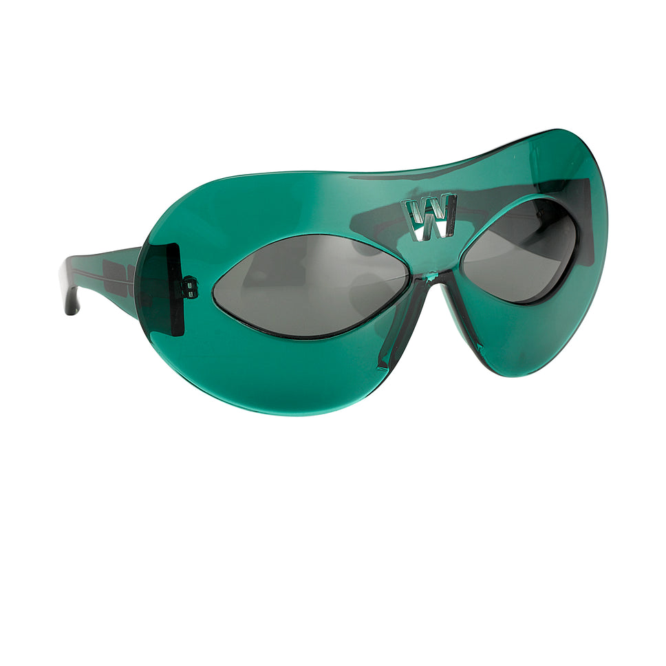 LINDA FARROW × WALTER VAN BEIRENDONCK CLASSIC GREEN ACETATE MASK SUNGLASSES