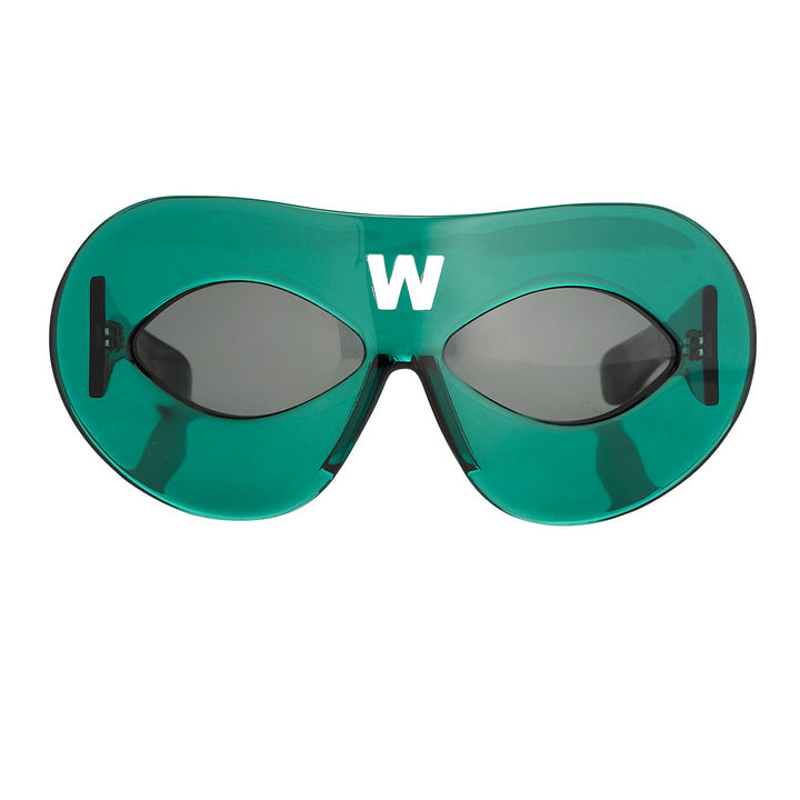 LINDA FARROW × WALTER VAN BEIRENDONCK CLASSIC GREEN ACETATE MASK SUNGLASSES
