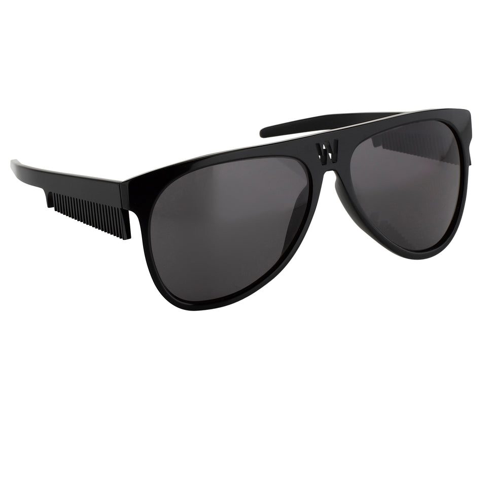 LINDA FARROW × WALTER VAN BEIRENDONCK BLACK AVIATOR SUNGLASSES