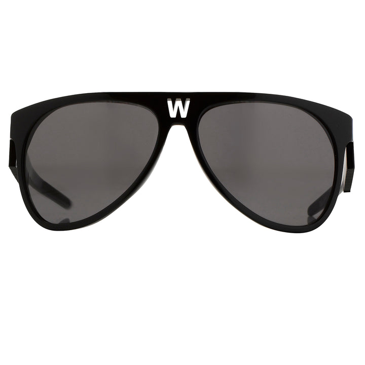LINDA FARROW × WALTER VAN BEIRENDONCK BLACK AVIATOR SUNGLASSES