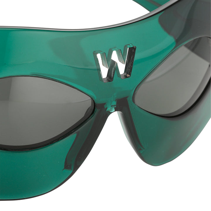 LINDA FARROW × WALTER VAN BEIRENDONCK CLASSIC GREEN ACETATE MASK SUNGLASSES