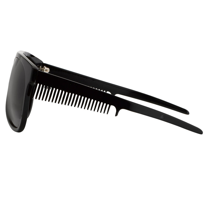 LINDA FARROW × WALTER VAN BEIRENDONCK BLACK AVIATOR SUNGLASSES