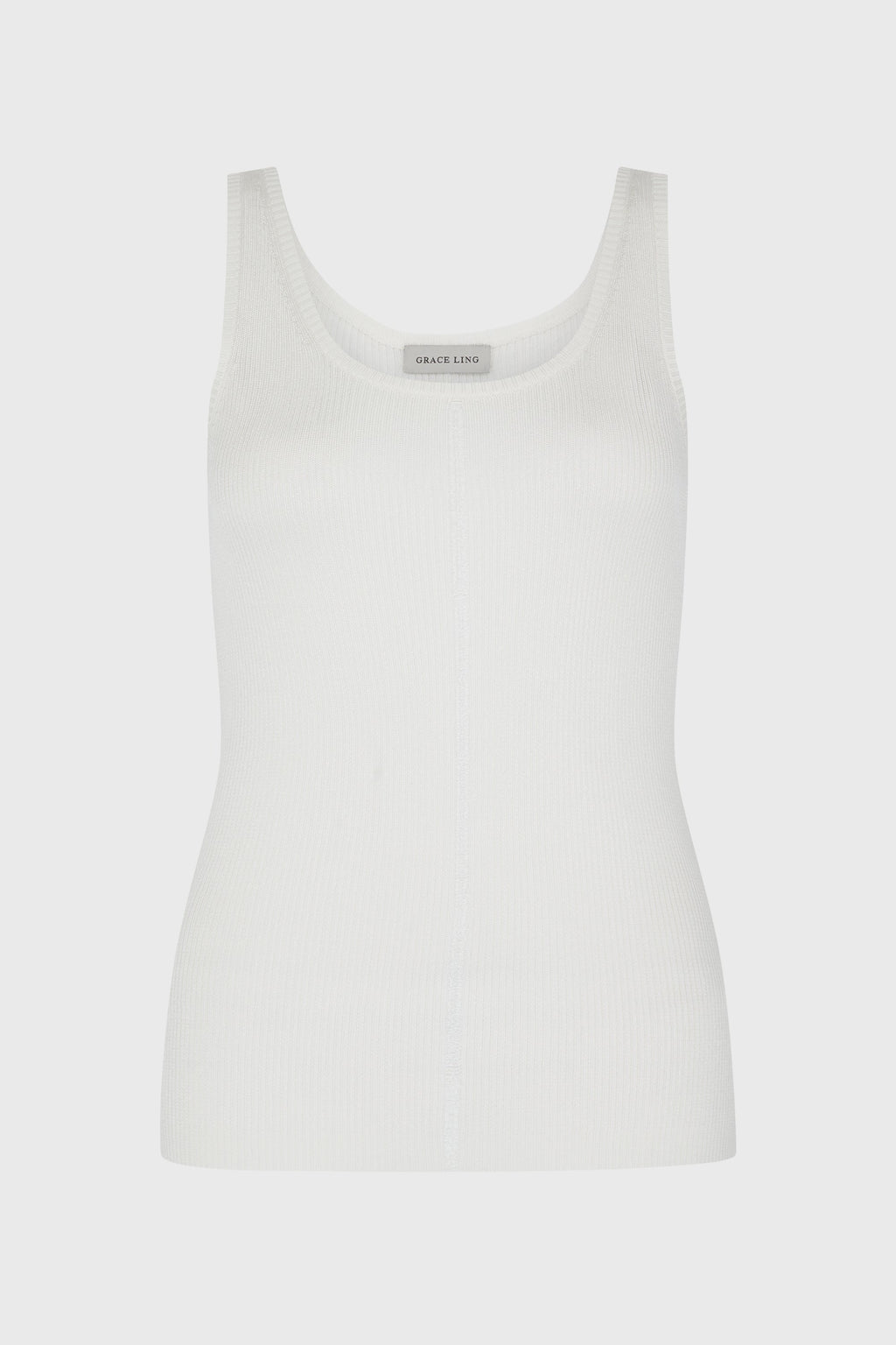 RIBBED-KNIT COLUMN TANK TOP IVORY