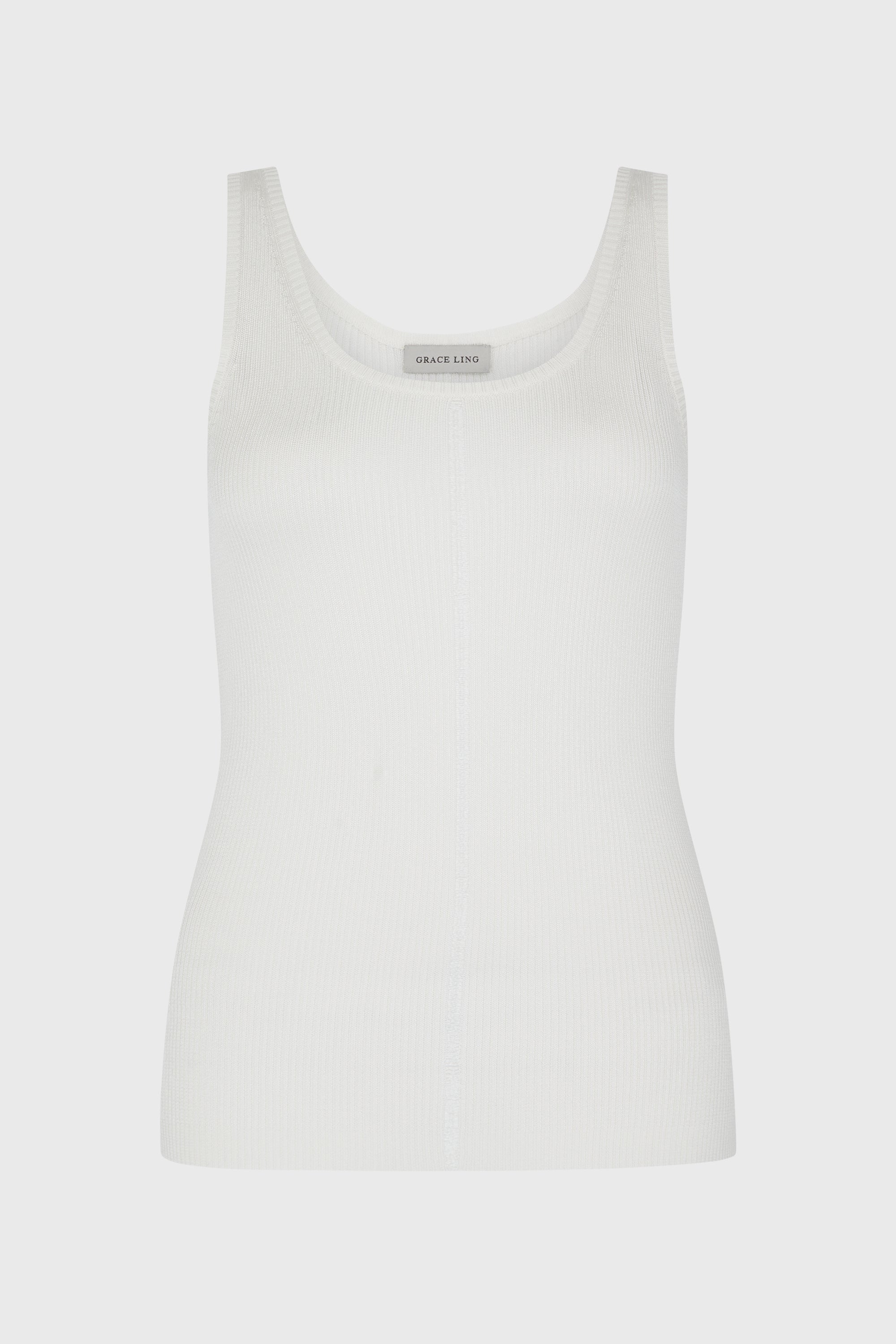 RIBBED-KNIT COLUMN TANK TOP IVORY