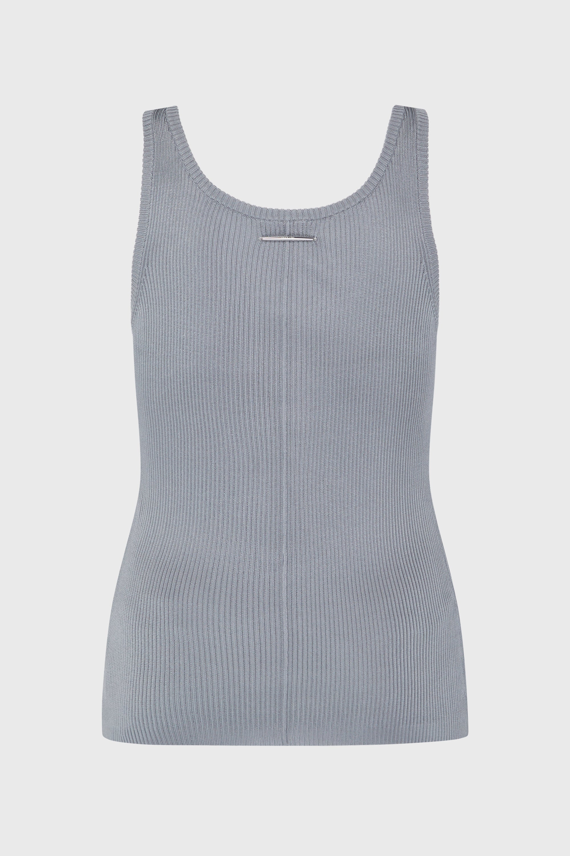 RIBBED-KNIT COLUMN TANK TOP STEEL