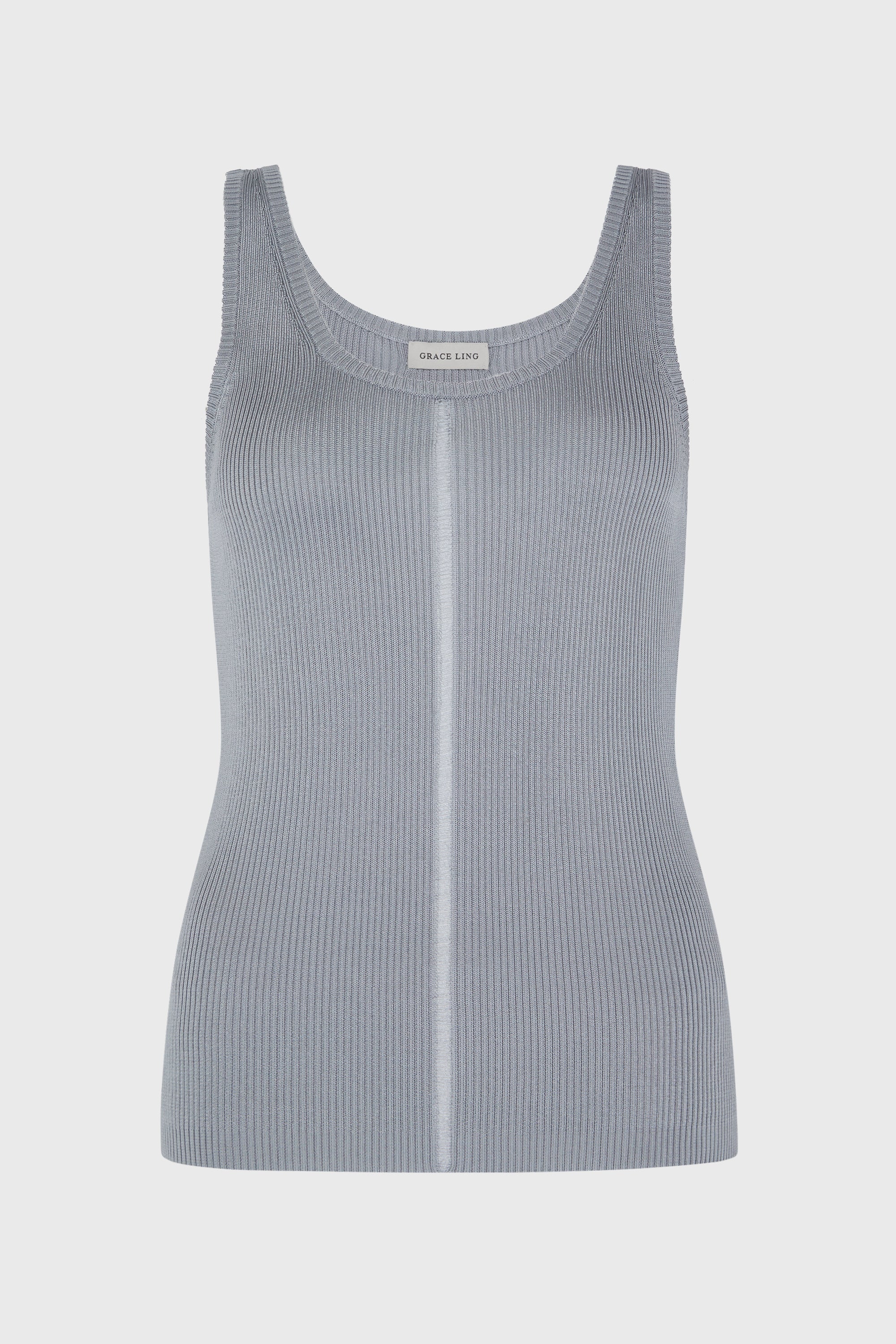 RIBBED-KNIT COLUMN TANK TOP STEEL