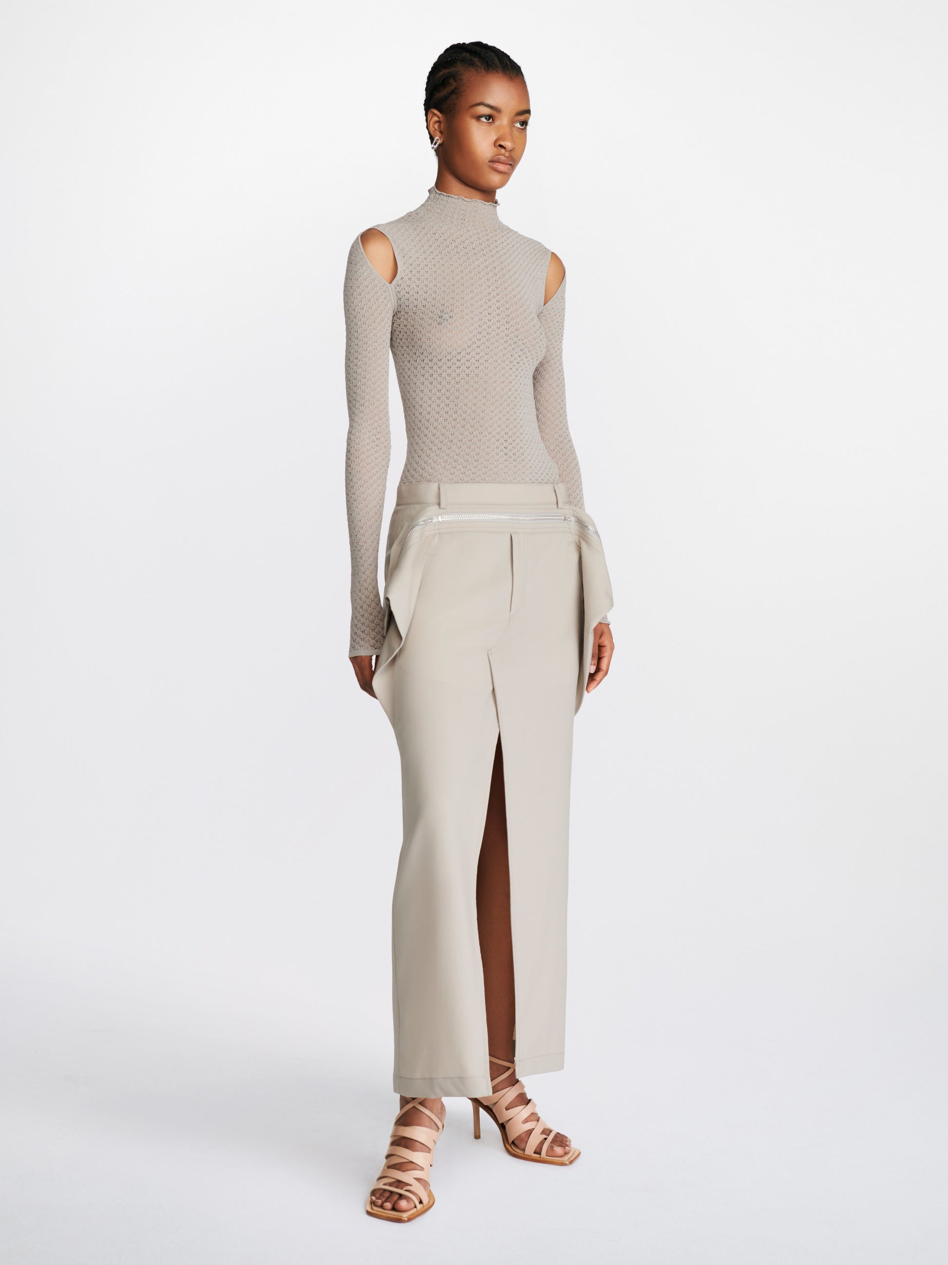 ZIP ACCESS MIDI SKIRT