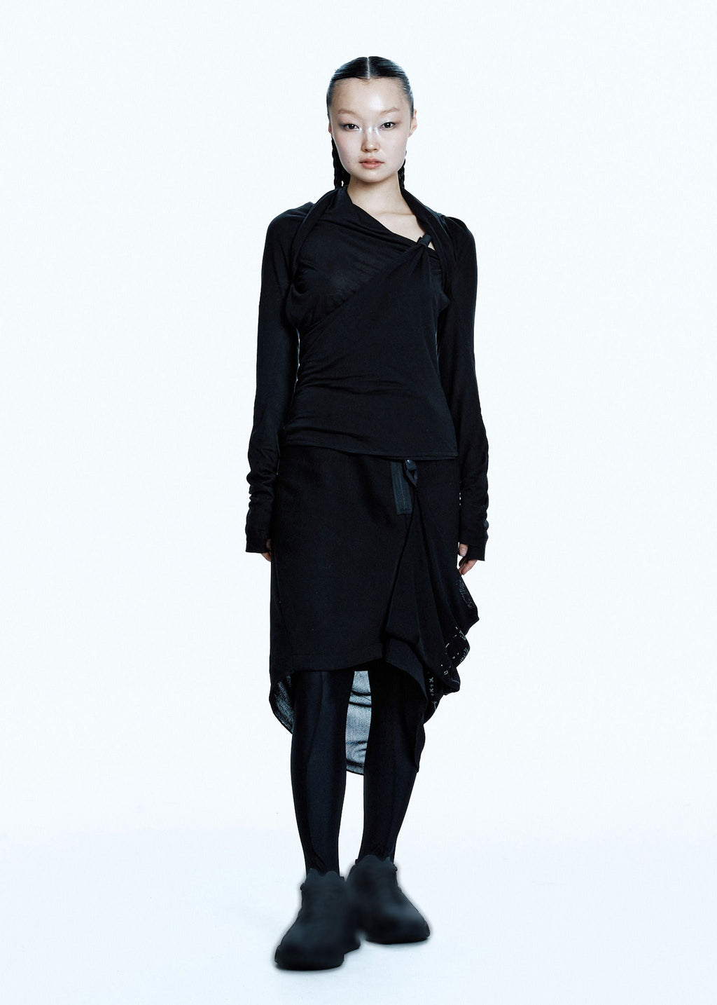 TIED LONG SLEEVE TOP BLACK