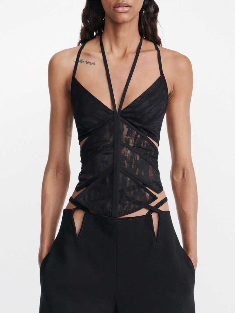 BLACK CAMO LACE CORSET