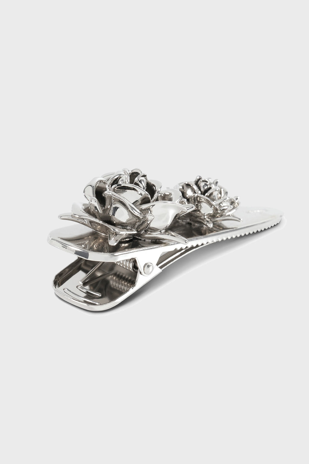 DOUBLE ROSE SPIKY HAIR CLIP SILVER