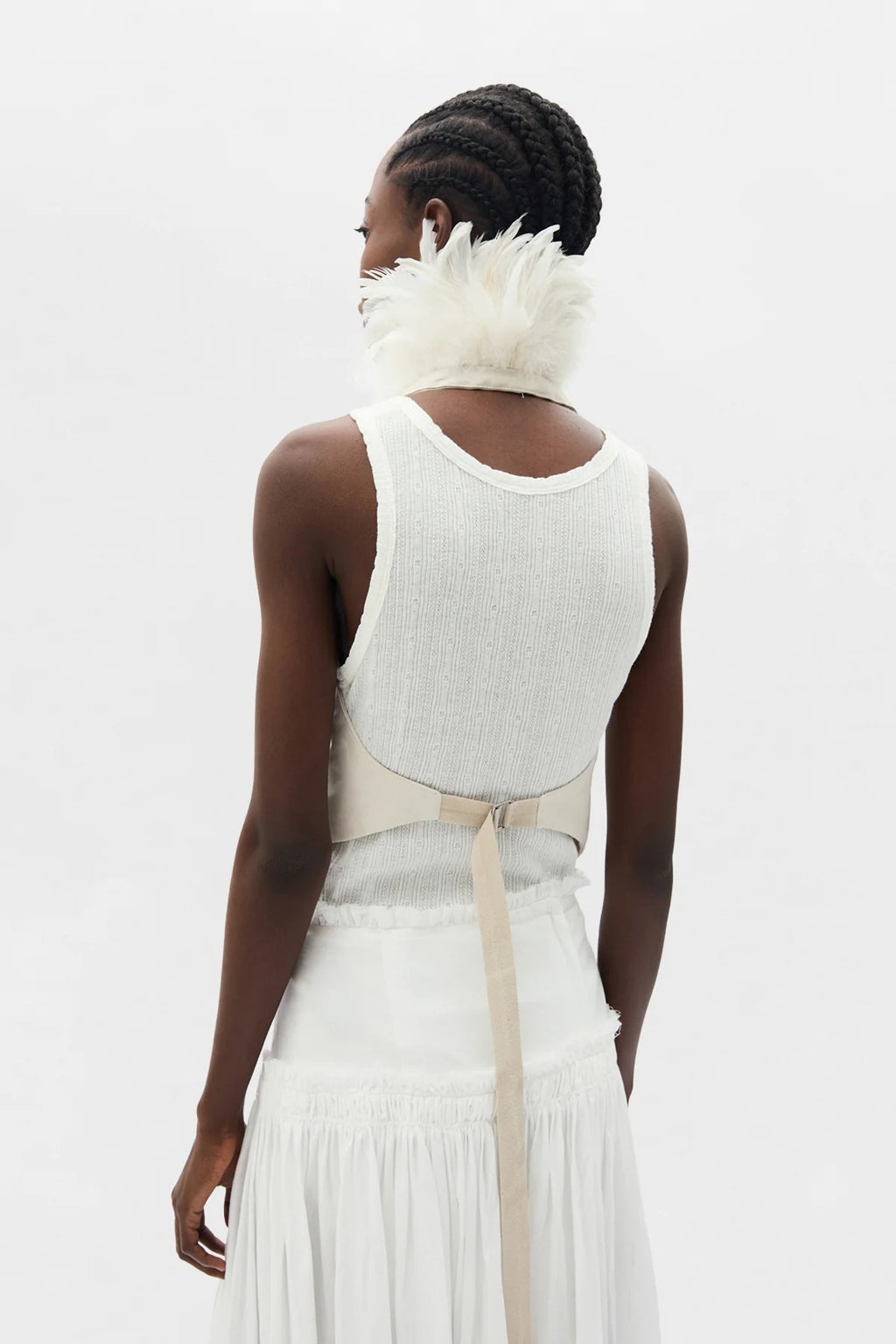 IDJE OPEN WAISTCOAT WITH FEATHERS OYSTER