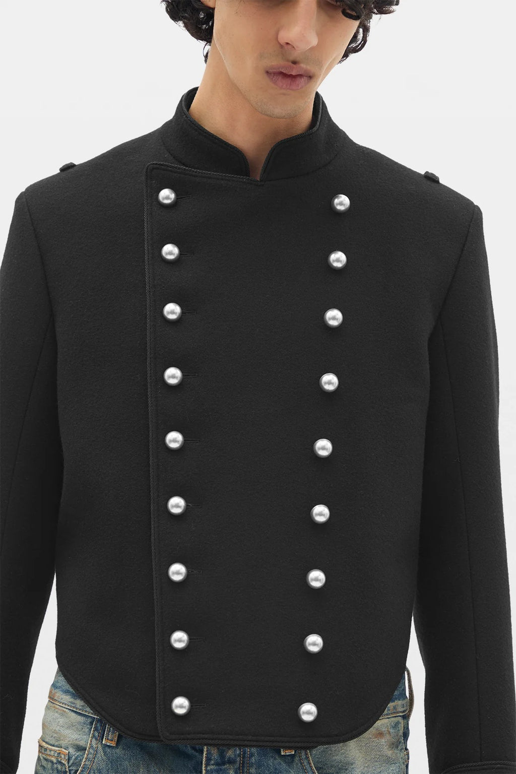 NOA DOUBLE BREASTED CROPPED MARSINA JACKET BLACK