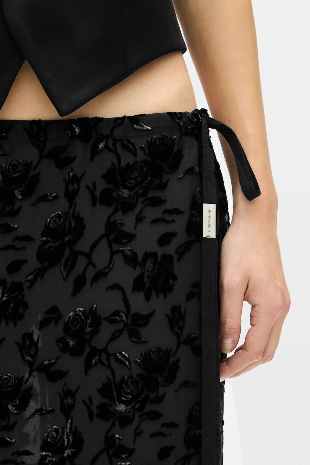 EVELINE BIAS SKIRT ROSES DEVORÉ VELVET
