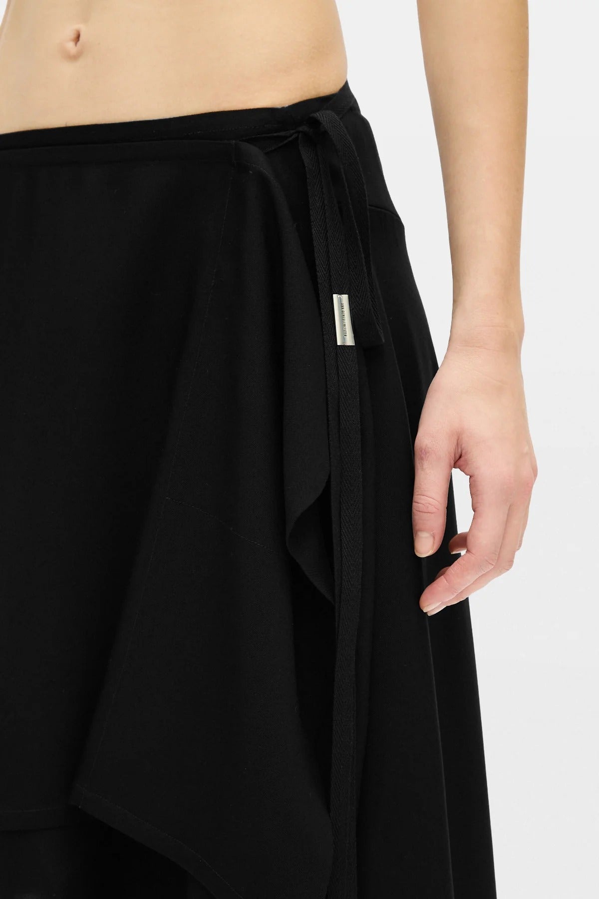 BIRIT ASYMMETRICAL WRAP SKIRT BLACK