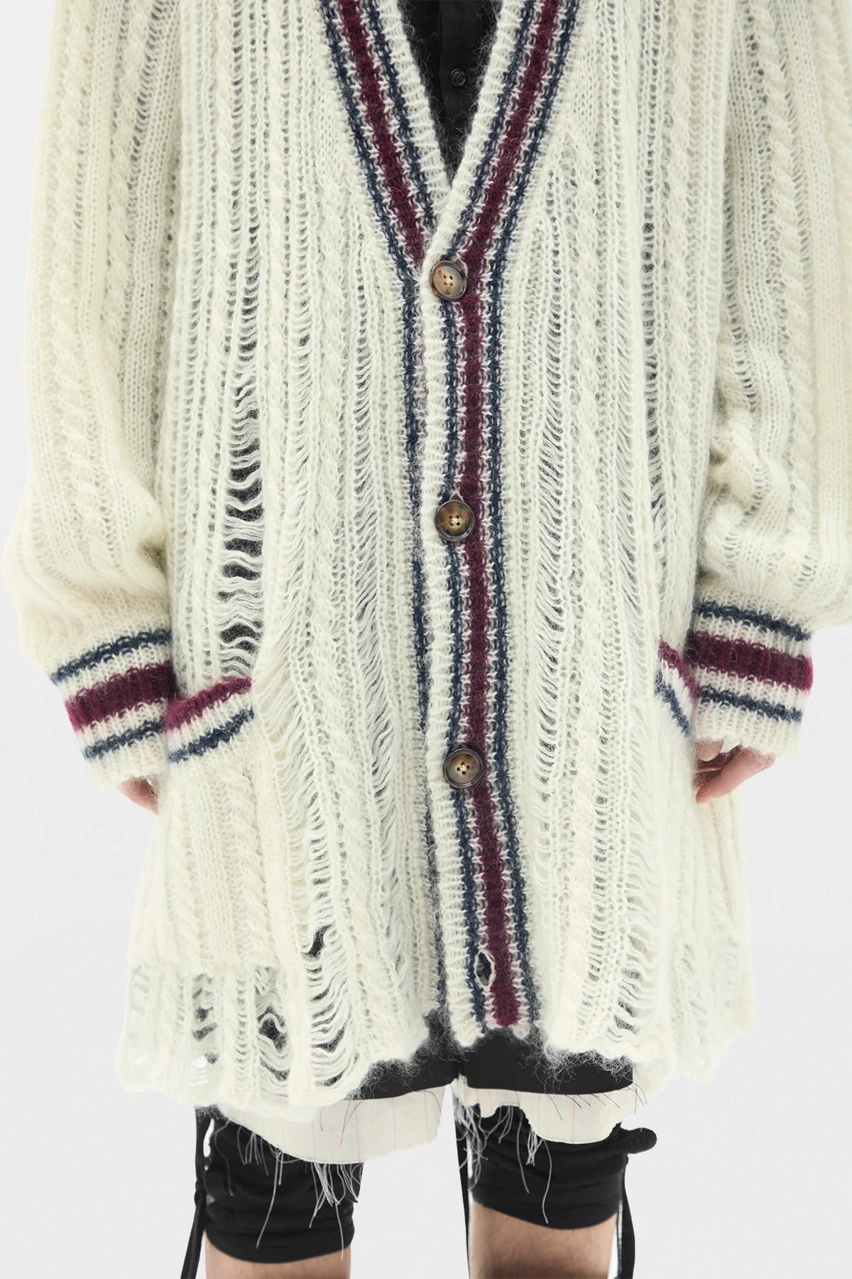 ULVER CABLE KNIT LADDER STITCH CARDIGAN WARM WHITE