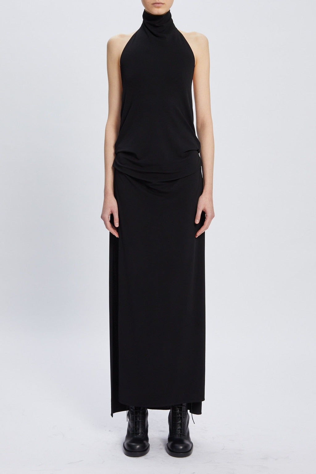 RUT HIGHNECK OPEN BACK MAXI DRESS BLACK