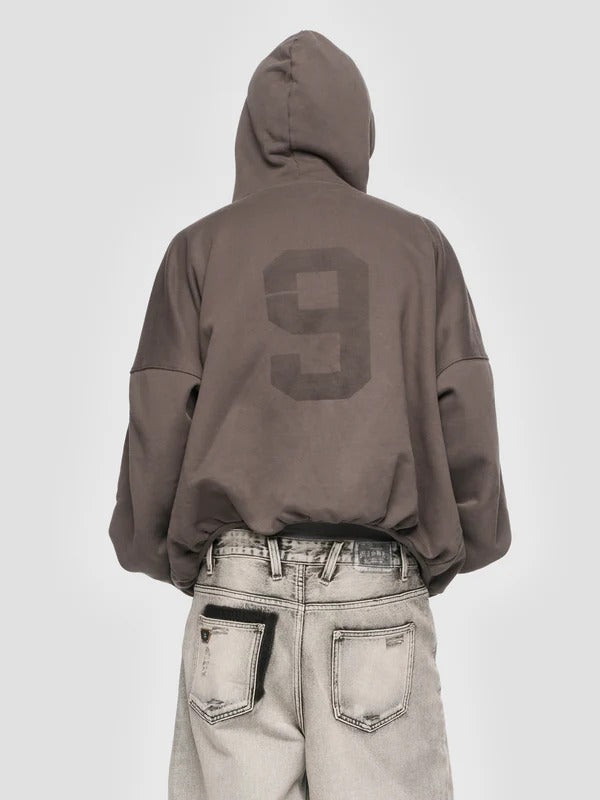 INFLATED MBH DEVIL ZIPPED HOODIE WASHED GREY