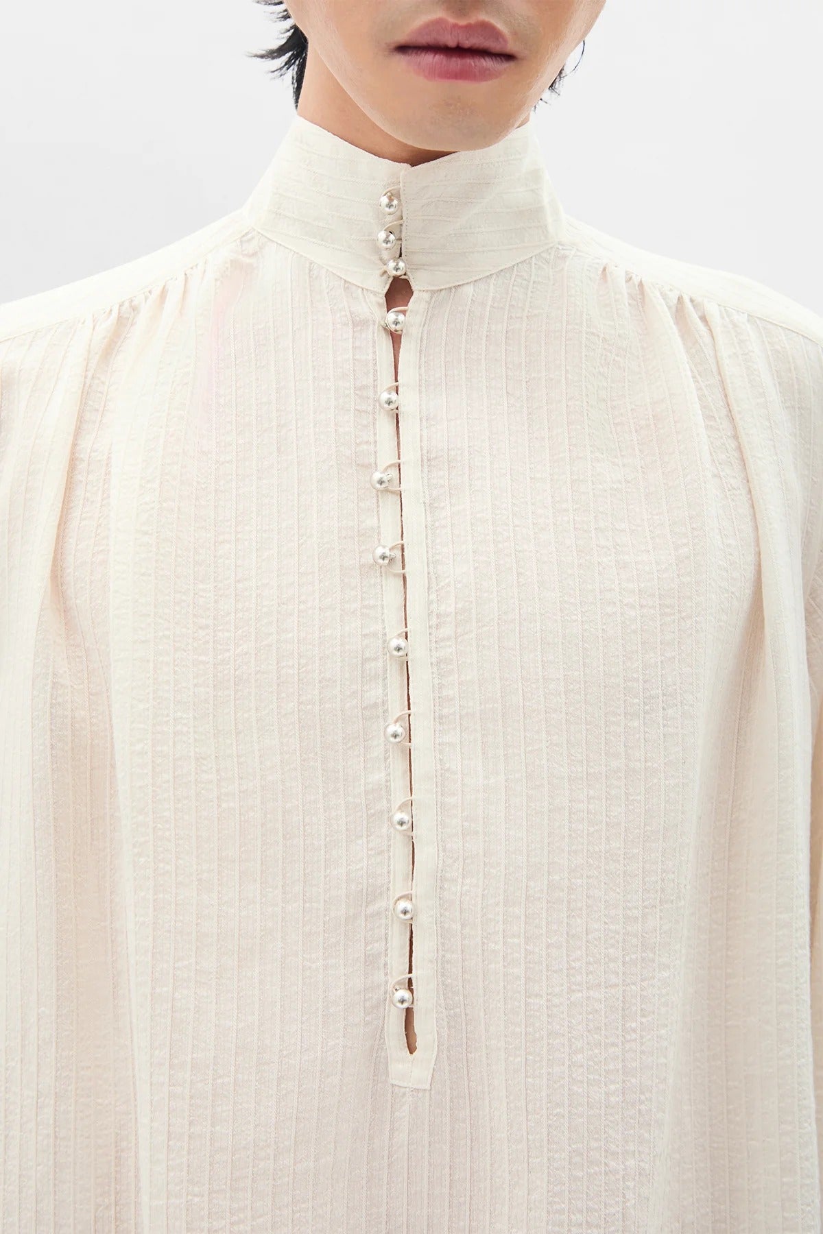 THORALD HIGH COMFORT CROPPED SERAFINO TOP CHALK