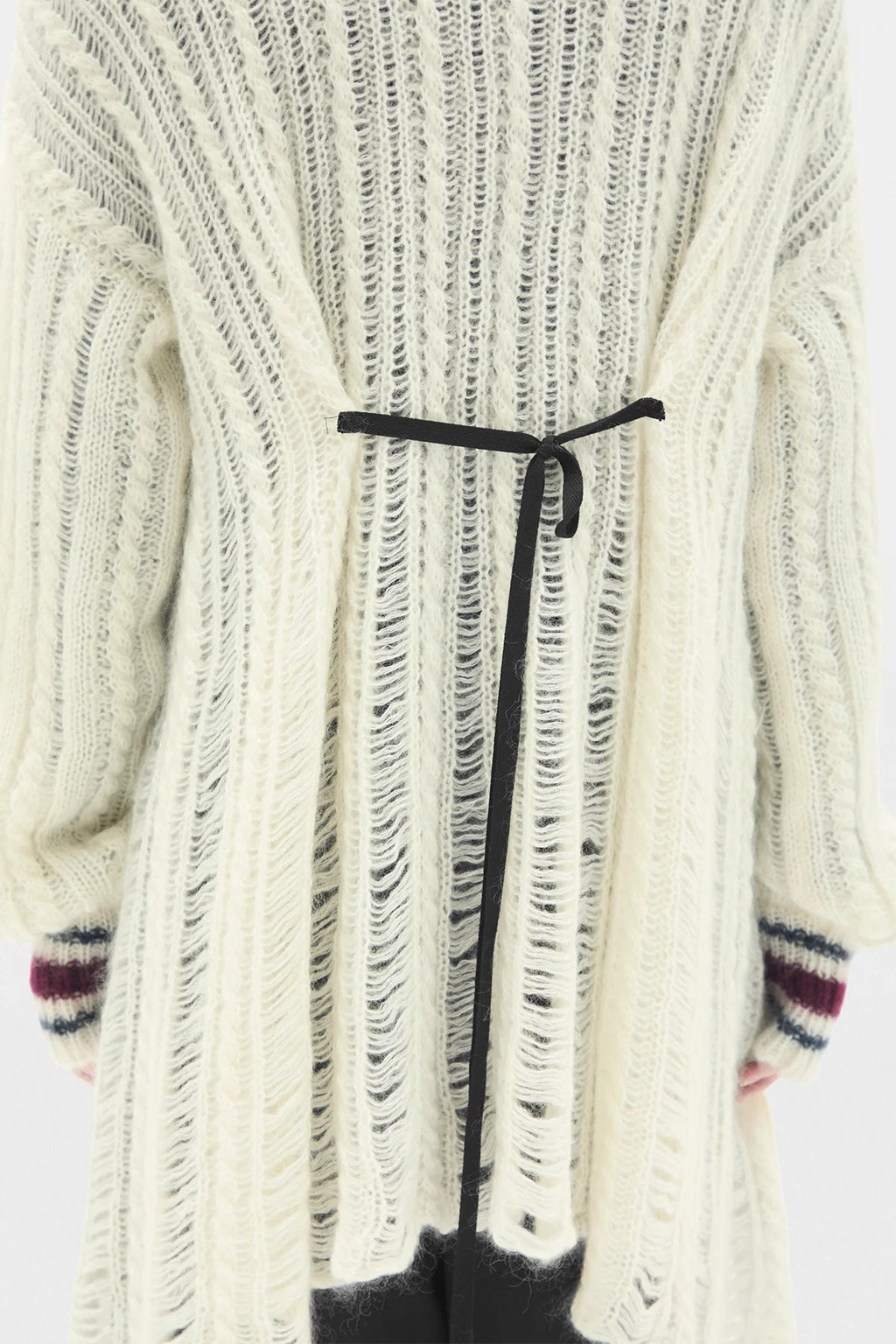 ULVER CABLE KNIT LADDER STITCH CARDIGAN WARM WHITE