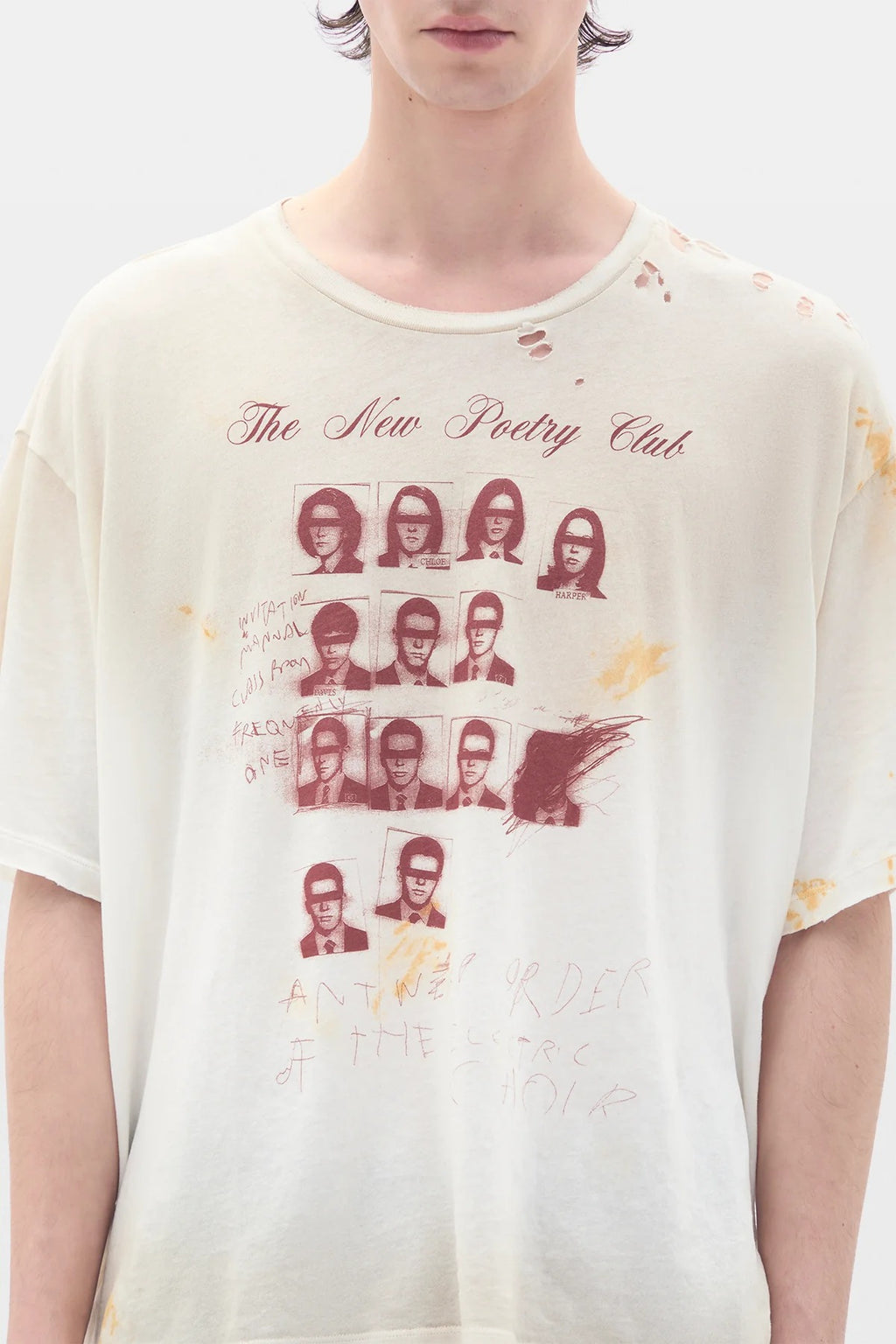 LU T-SHIRT W/ "NEW POETRY CLUB" PRINT CHALK