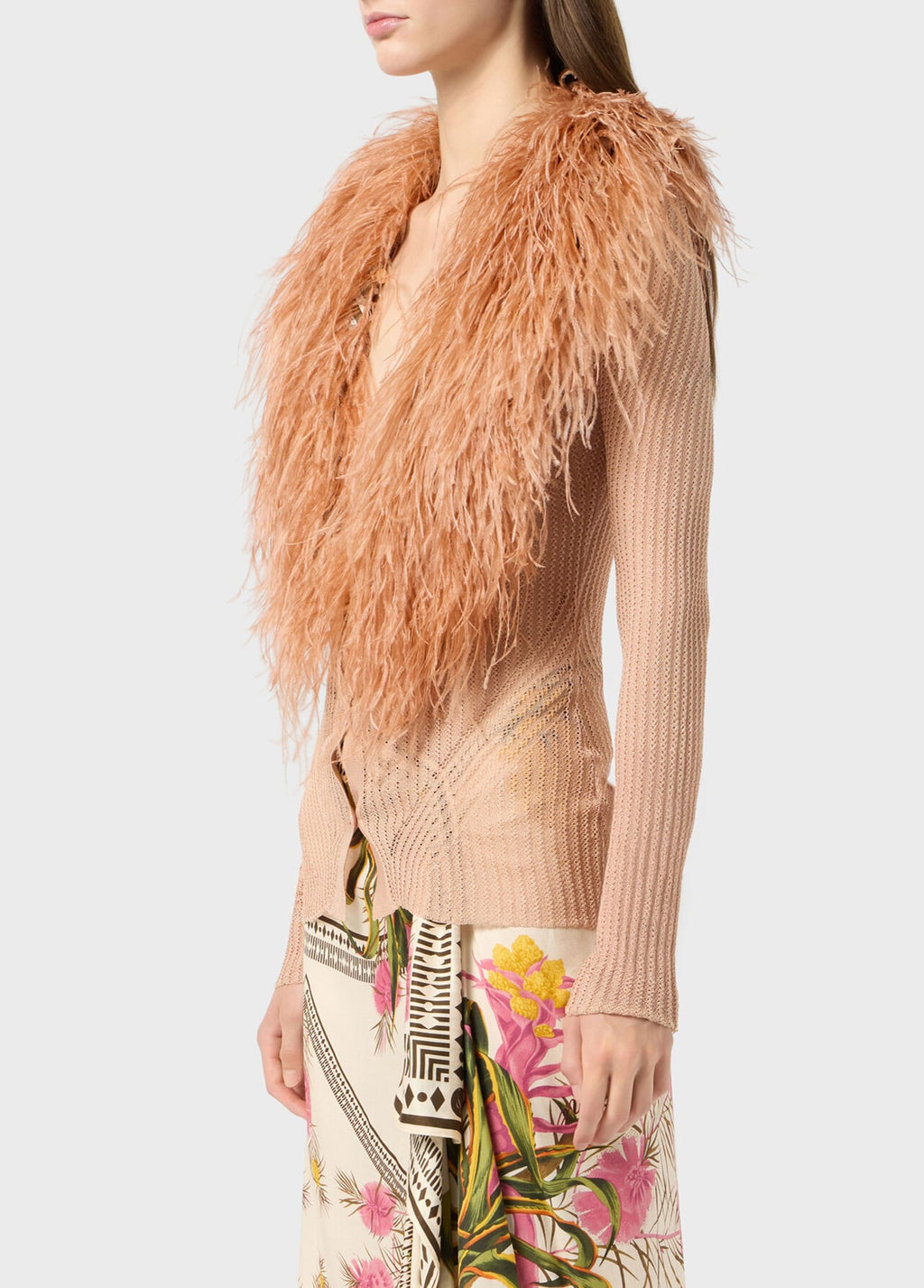 CARDIGAN W/FEATHERS EYESHADOW PINK