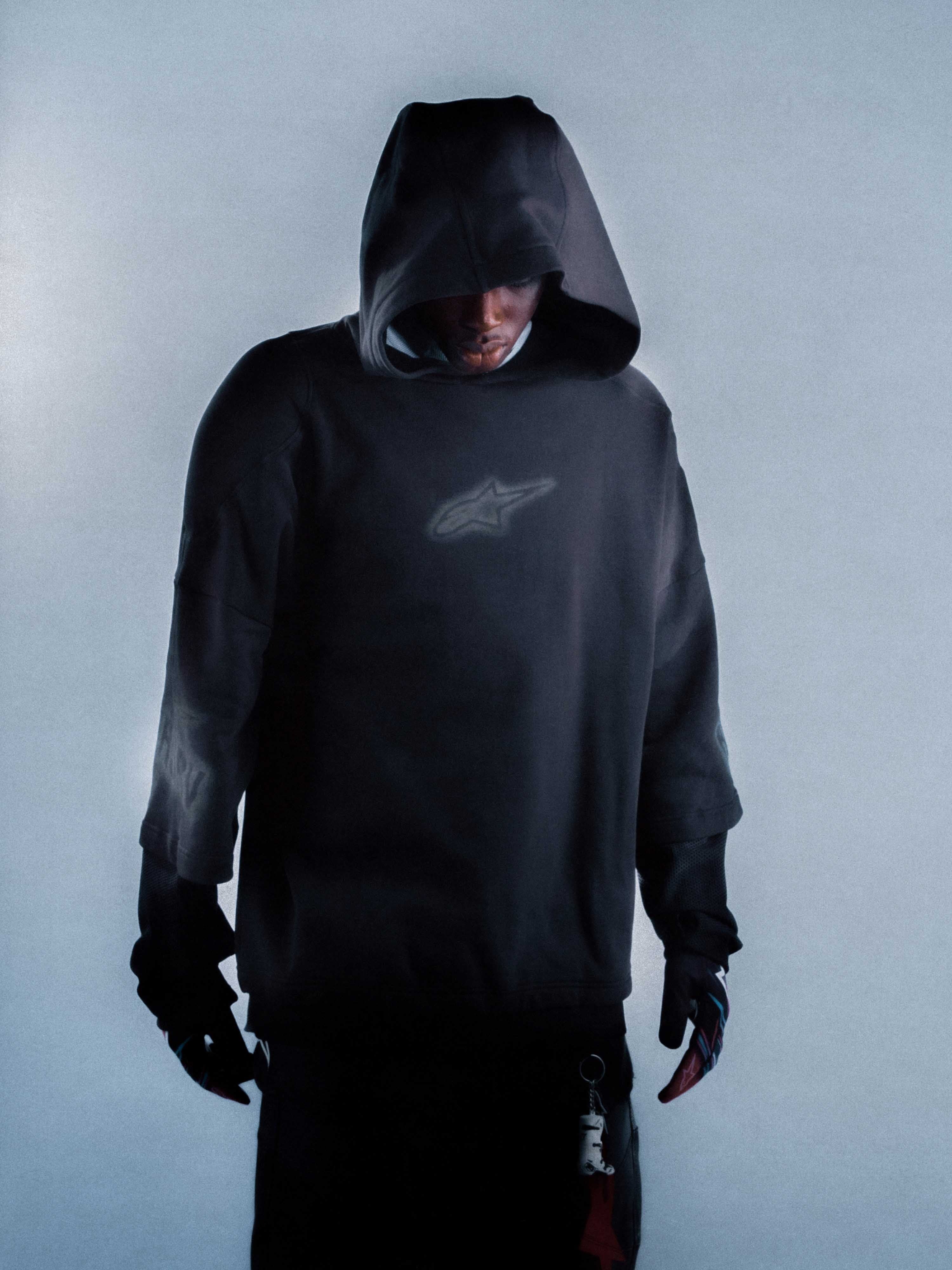 DISCHARGED HOODIE BLACK