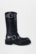 SARITH ENGINEER BIKER BOOTS WITH BUCKLES BLACK