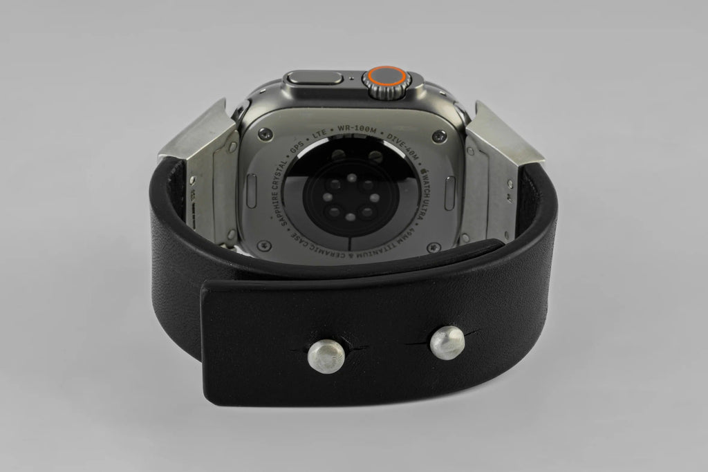 Apple Watch Bracelet (Model 1, 42-49mm, Wedge Strap, Studs, BLK+DA)