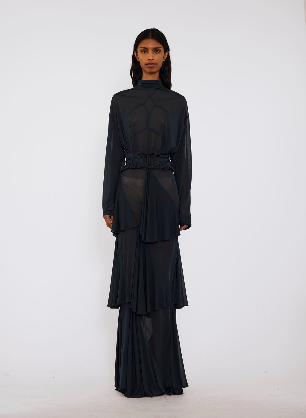 SOLEA BELTED DRAPE DRESS